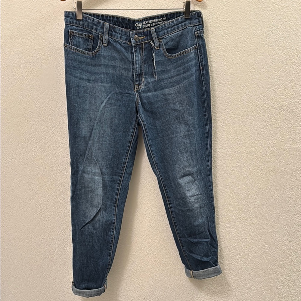 GAP Blue Boyfriend Jeans with Rolled Hems